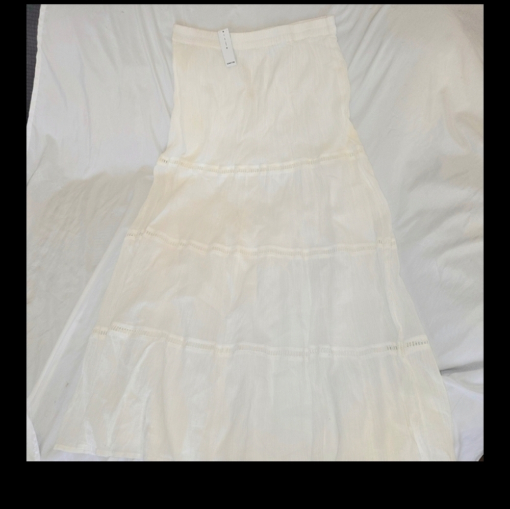 Old Navy White Guaze Boho Festival Fully Lined Beach Maxi Skirt